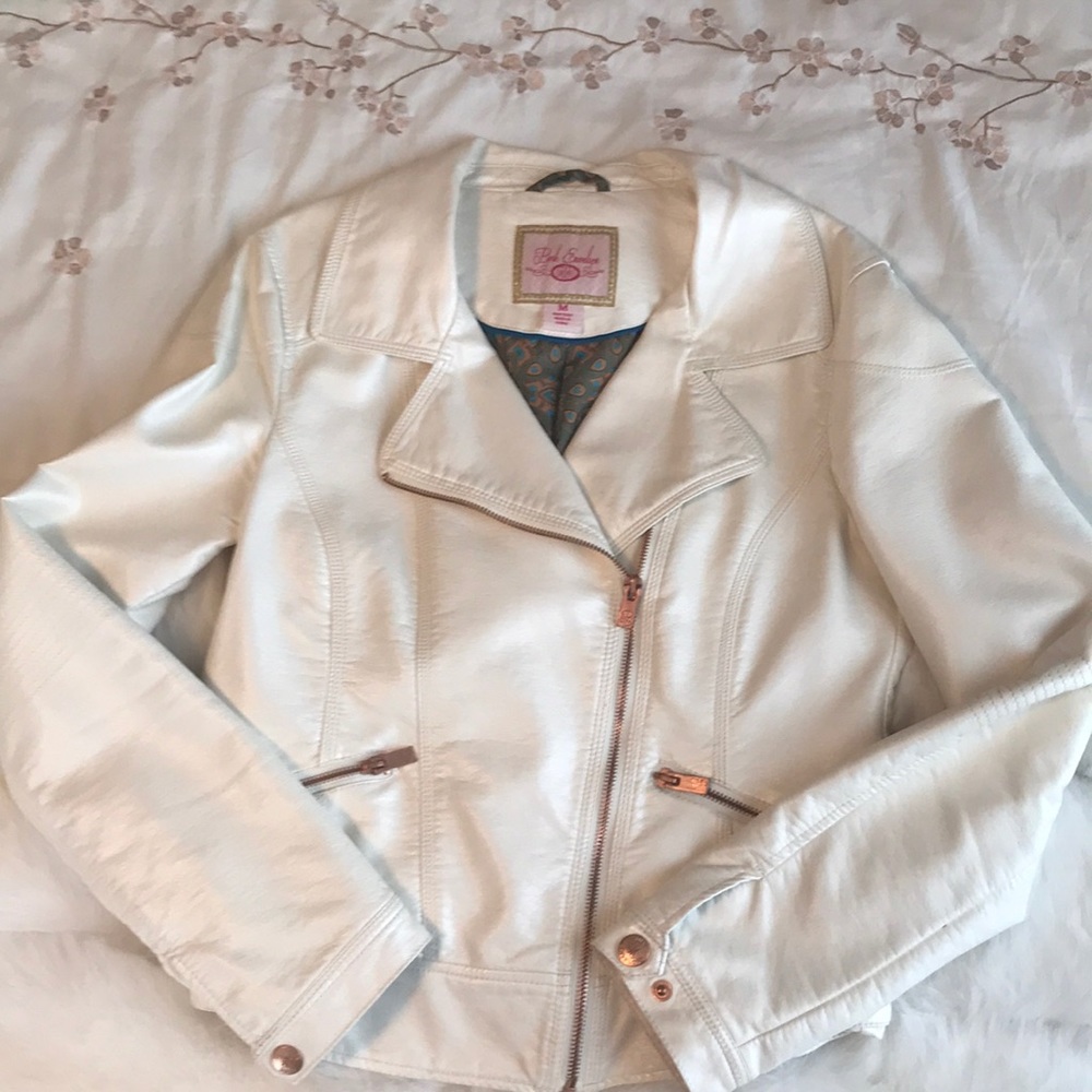 Pearly White Faux Leather Jacket